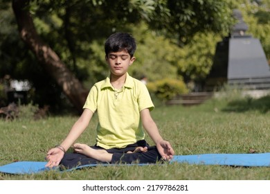 Young Kid Practicing Yoga meditation Outdoors in the park in Morning, healthy lifestyle concept, Kids yoga - Powered by Shutterstock