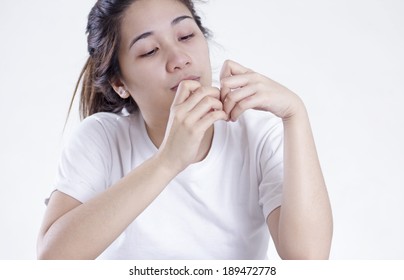 Young Lady Checking Her Fingernailshigh Key Stock Photo 189472778 ...