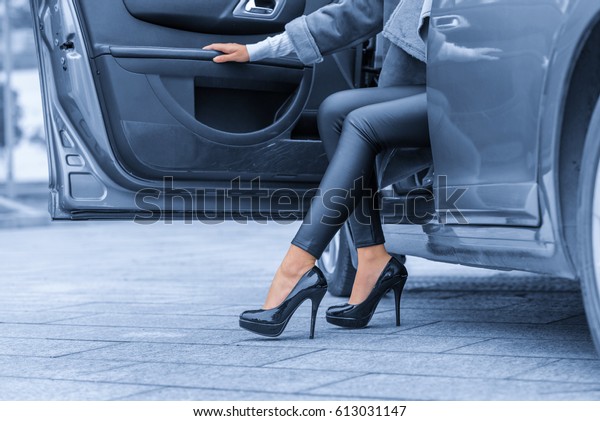 Young Lady Get Out Car Stock Photo (Edit Now) 613031147