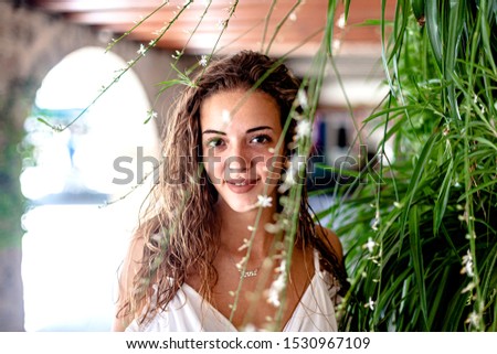 Similar – Image, Stock Photo Happy blonde woman smiling