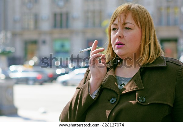 Young Large Woman Red Short Hair Stock Photo Edit Now 626127074