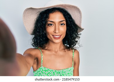 Young Latin Girl Taking A Selfie Photo Wearing Summer Style Looking Positive And Happy Standing And Smiling With A Confident Smile Showing Teeth 