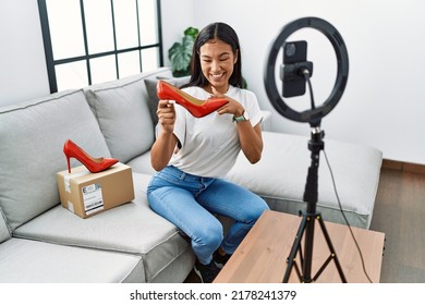 Young Latin Woman Recording Dance Tutorial At Home