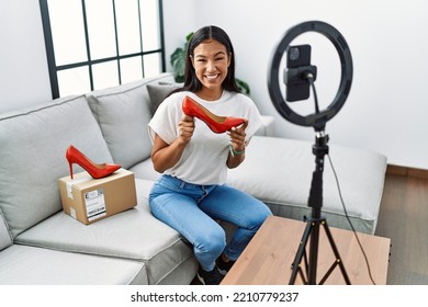 Young Latin Woman Recording Dance Tutorial At Home