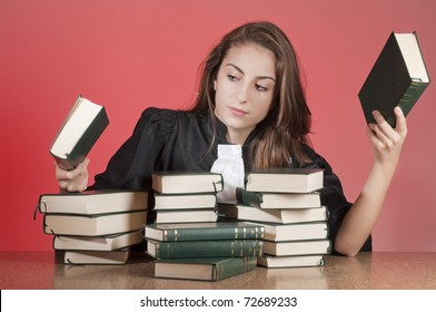 Young Law School Student Choosing Books