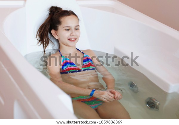 Young Little Cute Teen Girl Sitting Stock Photo Edit Now 1059806369