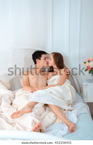 Young Lovers Without Clothes Lying White Stock Photo Edit