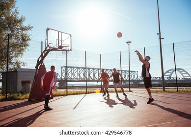 Young Male Basketball Player Taking A Free Throw.