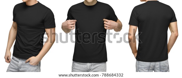 Download Young Male Blank Black Tshirt Front Stock Photo (Edit Now ...
