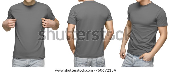 Download Young Male Blank Gray Tshirt Front Stock Photo (Edit Now ...