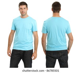sky blue t shirt front and back