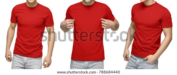 Download Young Male Blank Red Tshirt Front Stock Photo (Edit Now ...