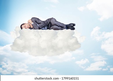 Young Man Lying On Mattress Clouds Stock Photo 1758081146 | Shutterstock