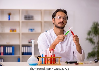 Young Male Chemist Working At The Lab