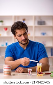 Young Male Dentist Working In The Clinic