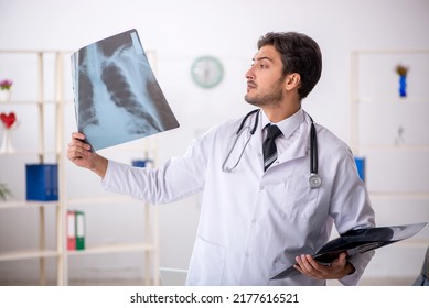 Young Male Doctor Radiologist Working In The Clinic