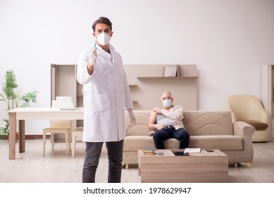 Young male doctor visiting old patient in vaccination concept - Powered by Shutterstock