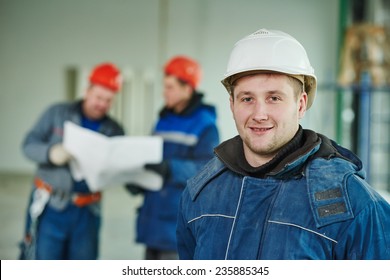 Young Male Engeneer Worker At A Indoors Building Site