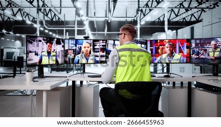 Young Male Engineer Using Video Conferencing To Meet Multiple Manufacturers. Possible Professions: Engineer, Technician