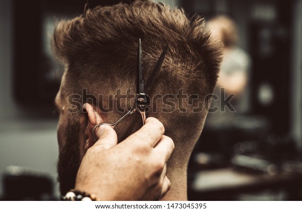 Young Male Getting Modern Haircut Vintage Stock Photo Edit