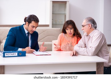 Young male lawyer, old man and his granddaughter in testament co - Shutterstock ID 1859395717