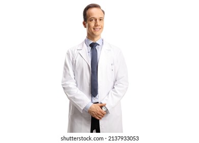 Young Male Physician Looking At Camera Isolated On White Background