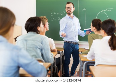 Young Male Teacher Giving Interesting Lecture Stock Photo 1421240174 ...