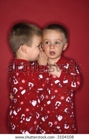 Similar – Image, Stock Photo Twins dressed in Christmas outfits in a festive kitchen