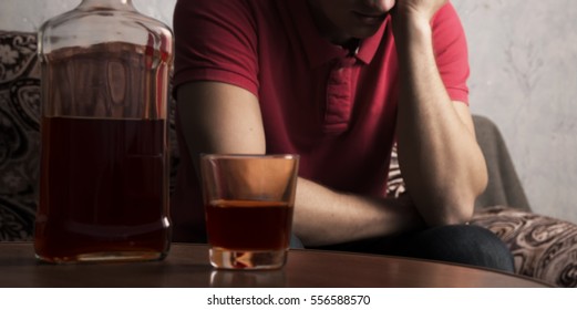 Young Man In The Alcohol Condition, Abuses Alcohol. Alcohol Dependence