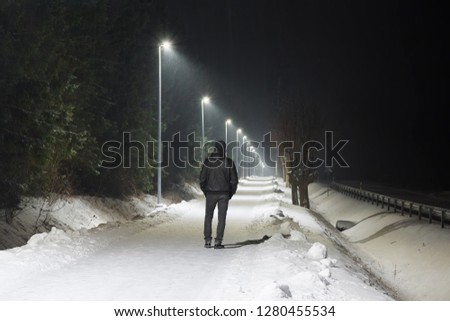 Similar – Image, Stock Photo Rear view of snow-covered car at night