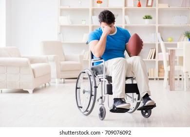 Young man american football player recovering on wheelchair - Powered by Shutterstock