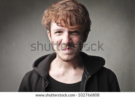 Young man with angry expression
