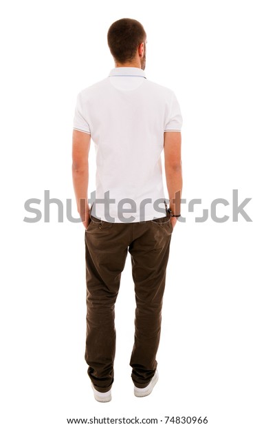 Young Man Back Isolated On White Stock Photo (Edit Now) 74830966