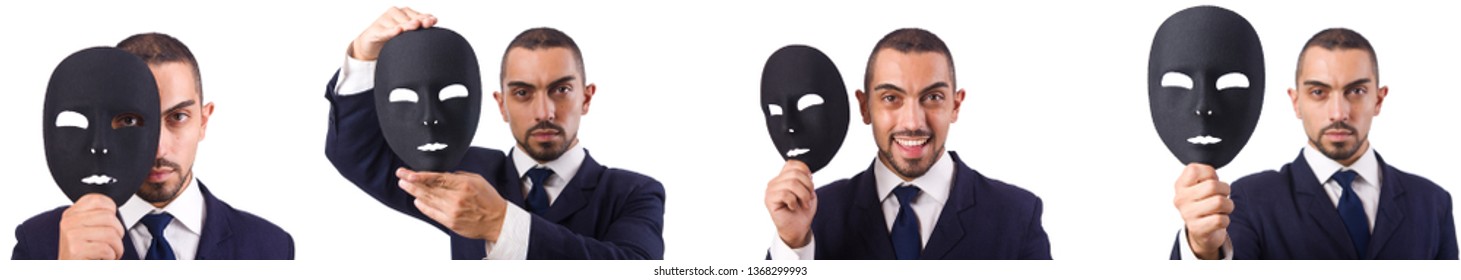 Young man with black mask isolated on white  - Shutterstock ID 1368299993
