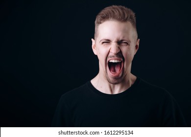 Young Man Black Screaming His Eyes Stock Photo 1612295134 | Shutterstock