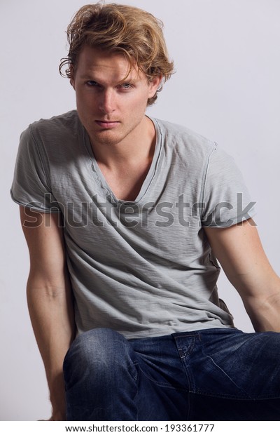 Young Man Blonde Hair Blue Eyes Stock Photo Edit Now 193361777