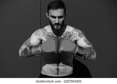 Young Man Boxing Workout In An Old Building