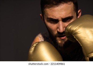 Young Man Boxing Workout In An Old Building