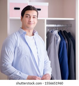 Young Man Businessman Getting Dressed For Work