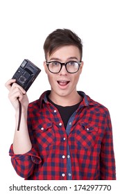 young man with camera