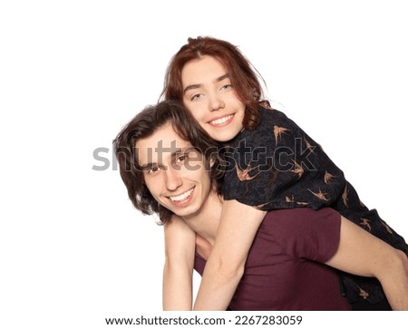 Similar – Young happy couple celebrating a birthday party