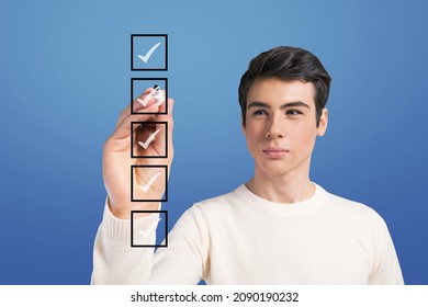 Young Man Checking Boxes List Options Stock Photo 2090190232 | Shutterstock