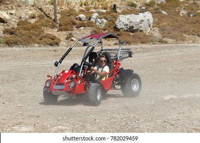 A Young Man Controls A Buggy