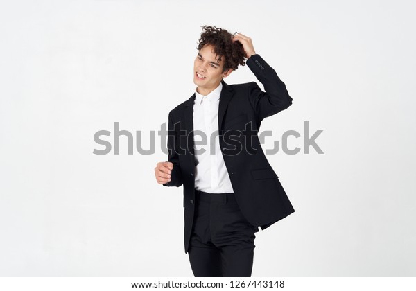Young Man Curly Hair Earrings His Stock Photo Edit Now
