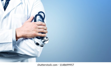 Young Man Doctor Holding Stethoscope