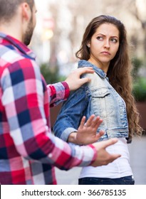Young man does not succeed in getting acquainted with girl  - Shutterstock ID 366785135