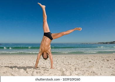 Young Man Doing A Cartwheel