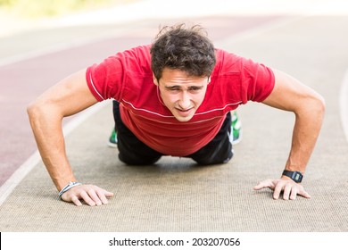 Young Man doing Push-up exercises