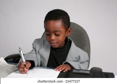 Young Man Dressed As A Business Man, Writing