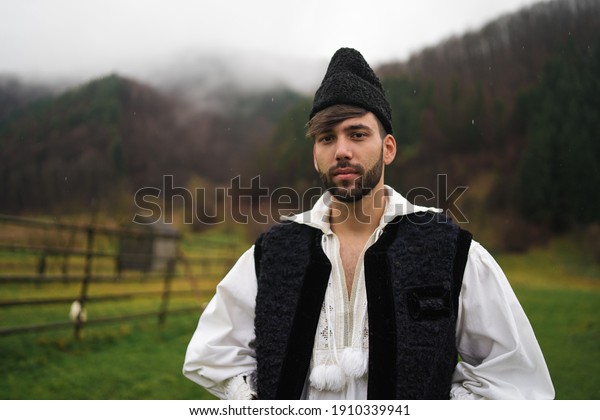 Young Man Dressed Traditional Outfit Northern Stock Photo 1910339941 